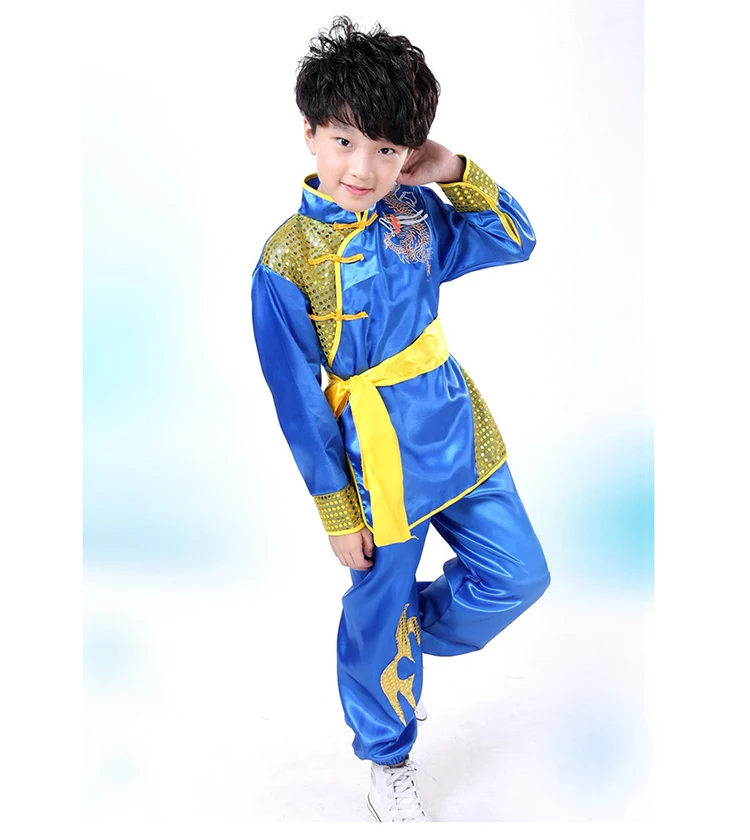 chinese costume red Children Traditional Wushu Uniform Suit for Kids kung fu girls clothes boy dance Boys Girls Performance Set