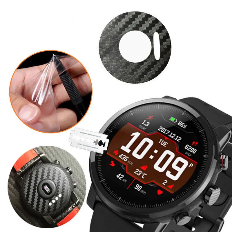 1 Set TPU Screen Protector For Amazfit 2 Watch Carbon Fiber Back Film For Huami Amazfit 2 Smart Watch Nice with the watchstrap