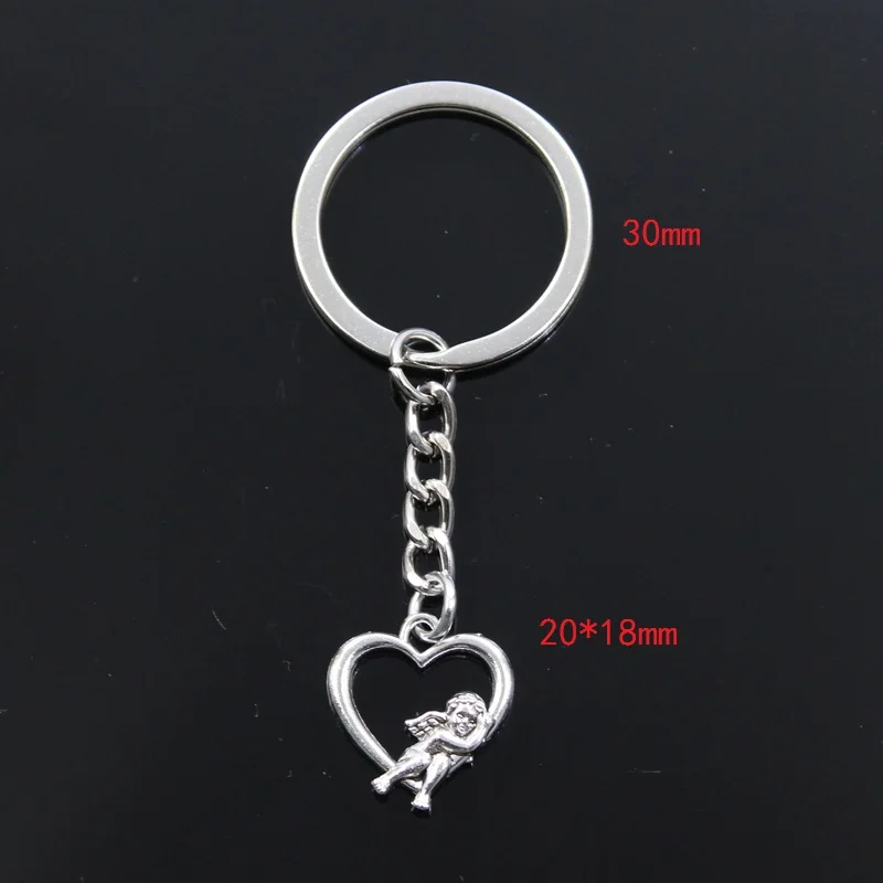 Fashion Keychain 20x18mm Heart Lover Angel Cupid Pendants DIY Men Jewelry Car Key Chain Ring Holder Souvenir For Gift