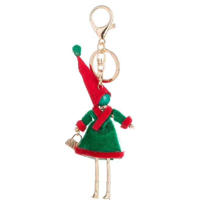 Handmade Christmas gift lovely doll pendant key Ring buckle With Hat snowman Santa Claus pop princess pendant girl car key Chain