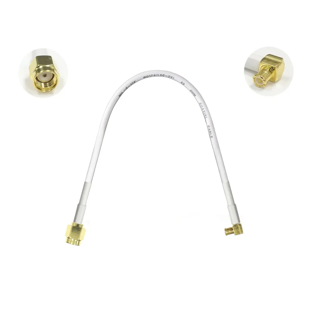 NEW 1PC RP-SMA Male to MCX male right angle plug 15cm 30cm 50cm low loss high quality for wifi antenna anti-corrosive