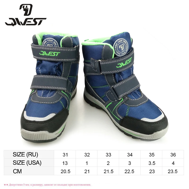 QWEST (by FLAMINGO) Fur Keep Warm Anti-slip waterproof High Quality Kid Snow Boots for Boy Size 31-36 Free Shipping 82M-YC-1055