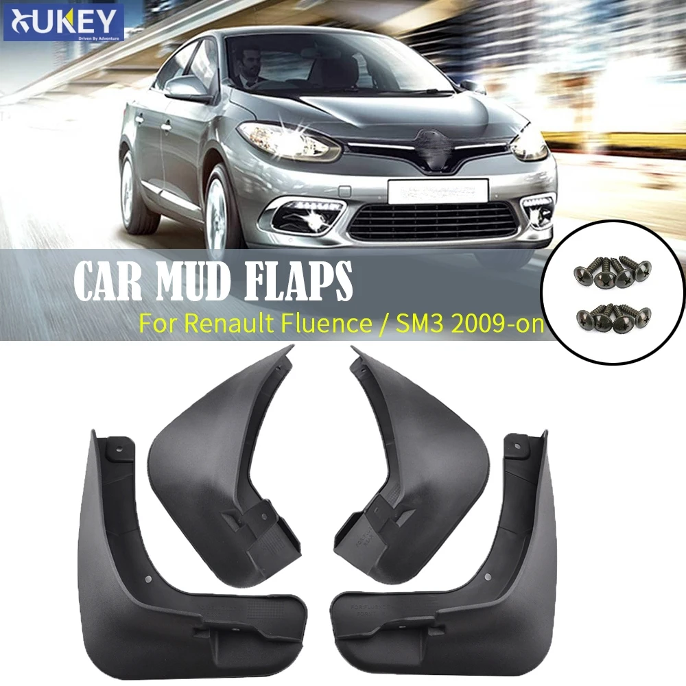 OE Styled Molded Car Mud Flaps For Renault Fluence Samsung SM3 2009-on Mudflaps Splash Guards Flap Mudguards Car Styling