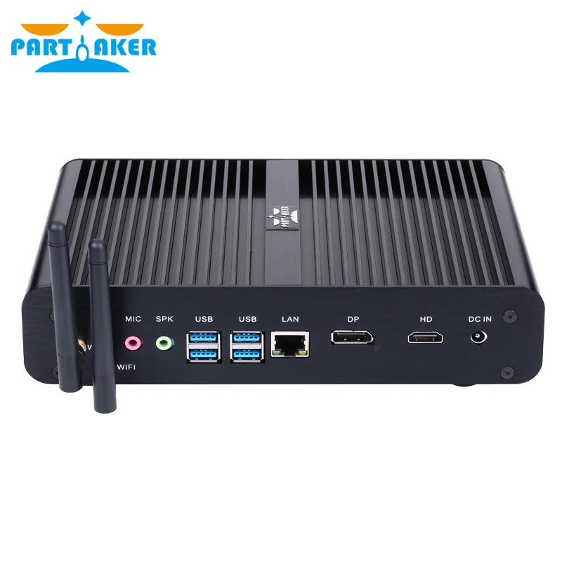 Partaker Lüfterloser Mini-PC Intel Core i7 10710U 10510U Desktop-PC Windows 10 2*DDR4 M.2 NVMe+Msata+2,5''SATA HTPC Nettop HDMI DP