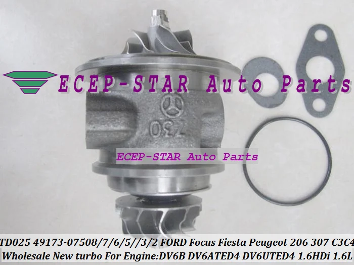 Free Ship Turbo Cartridge CHRA TD025 49173-07505 49173-07503 For FORD For Focus Fiesta CMAX 207 307 For Citroen C3 4 1.6L HDi