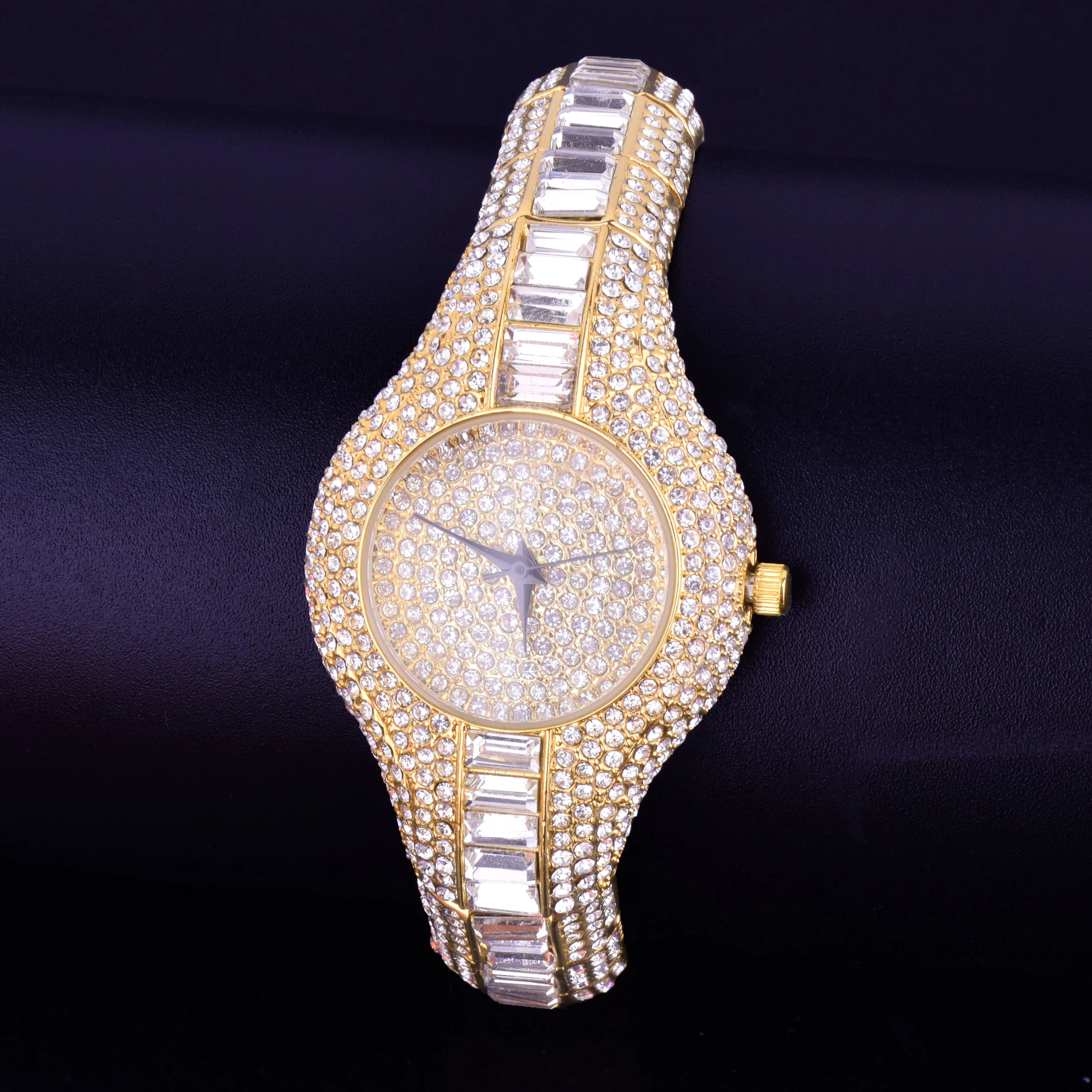 Women Watch Dial Military Quartz Clock Luxury Colorful Rhinestone Business Waterproof   21 cm