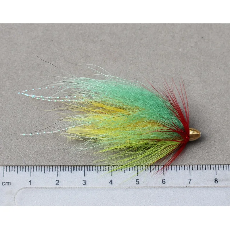 Tigofly 24 pcs/lot Yellow&Green Feather Cone Head Tube Fly Streamer Fly Salmon Trout Steelhead Fly Fishing Flies Lures