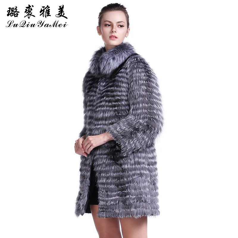 Russian Women\'s Fur Coats Natural Silver Fox Fur Newest 2021 Jackets Lined Warm Luxury Brand Real Fur Coat Vests Female