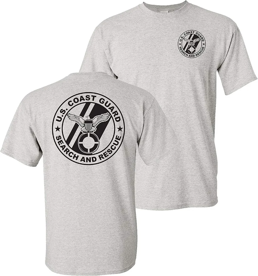 Uscg Us Coast Guard Search And Rescue Front & Back Ash Grey T-Shirt Usa T Shirt Homme 2019 New Sleeve Harajuku Tops Band Shirts