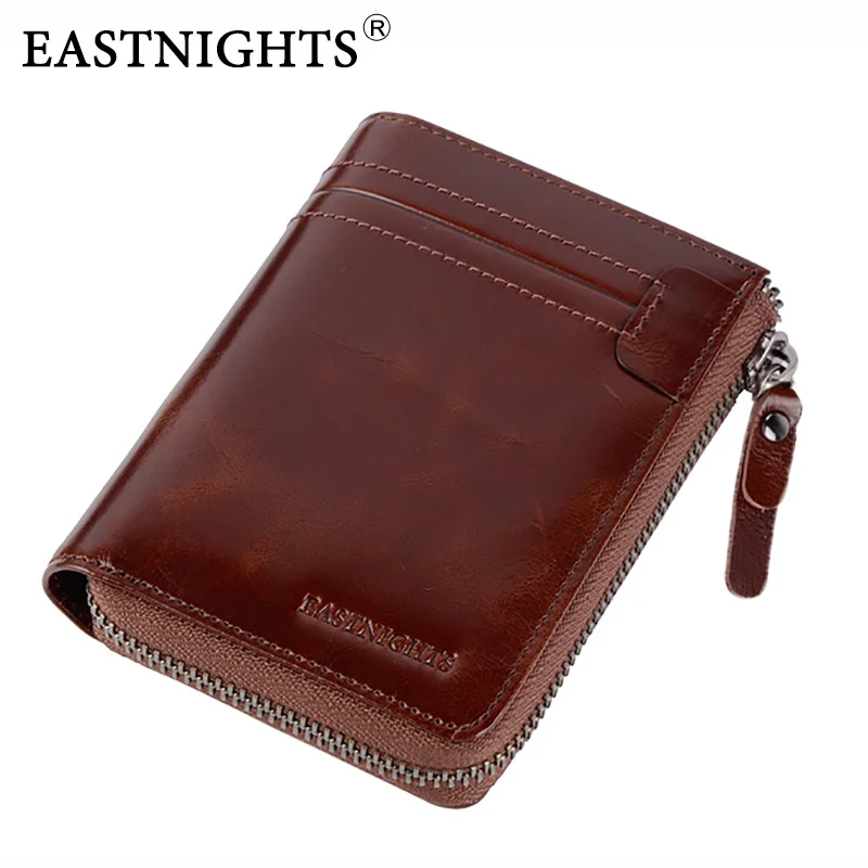 

EASTNIGHTS Men Wallets High Quality Genuine Leather Men Purse With Coin Pocket Card Holder Zipper Wallet TW1672