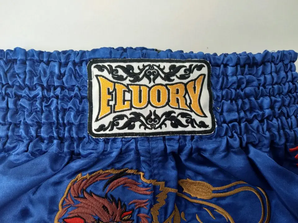 2017 new design muay thai shorts fluory\'s fight boxing shorts lion\'s design kick boxing shorts