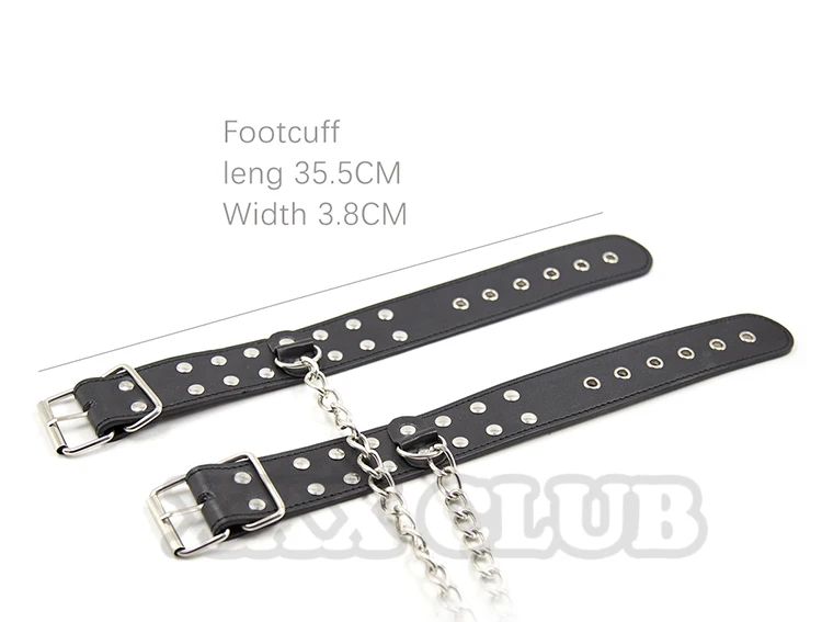 Thierry couple Adult Games Bondage PU Set Collar Handcuff Footcuff with Metal Chain Restraint Fetish Sex Products Toy For Couple