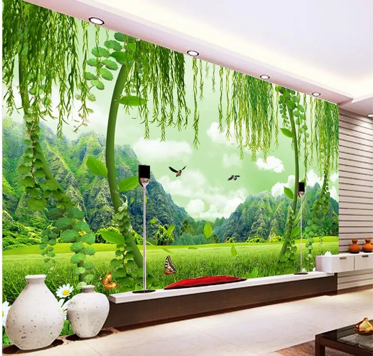 

wallpapers for living room pastoral wallpaper Green field scenery 3d murals wallpaper for living room