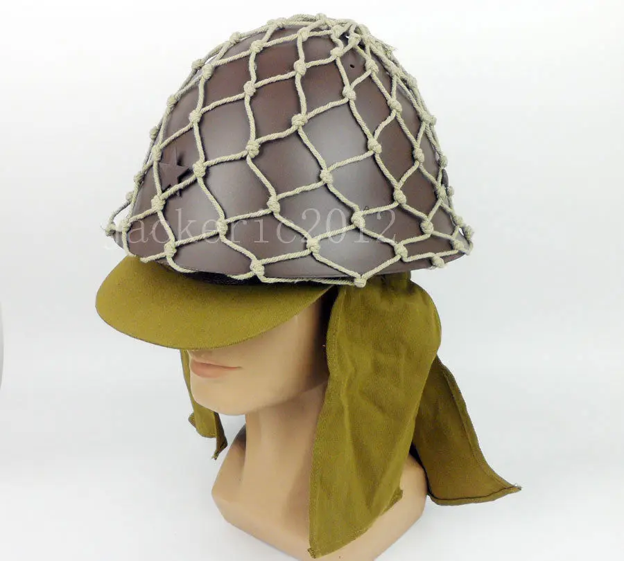 WWII WW2 JAPANESE ARMY HELMET WITH HELMET COVER CAMOUFLAGE NET CAP HAT SET