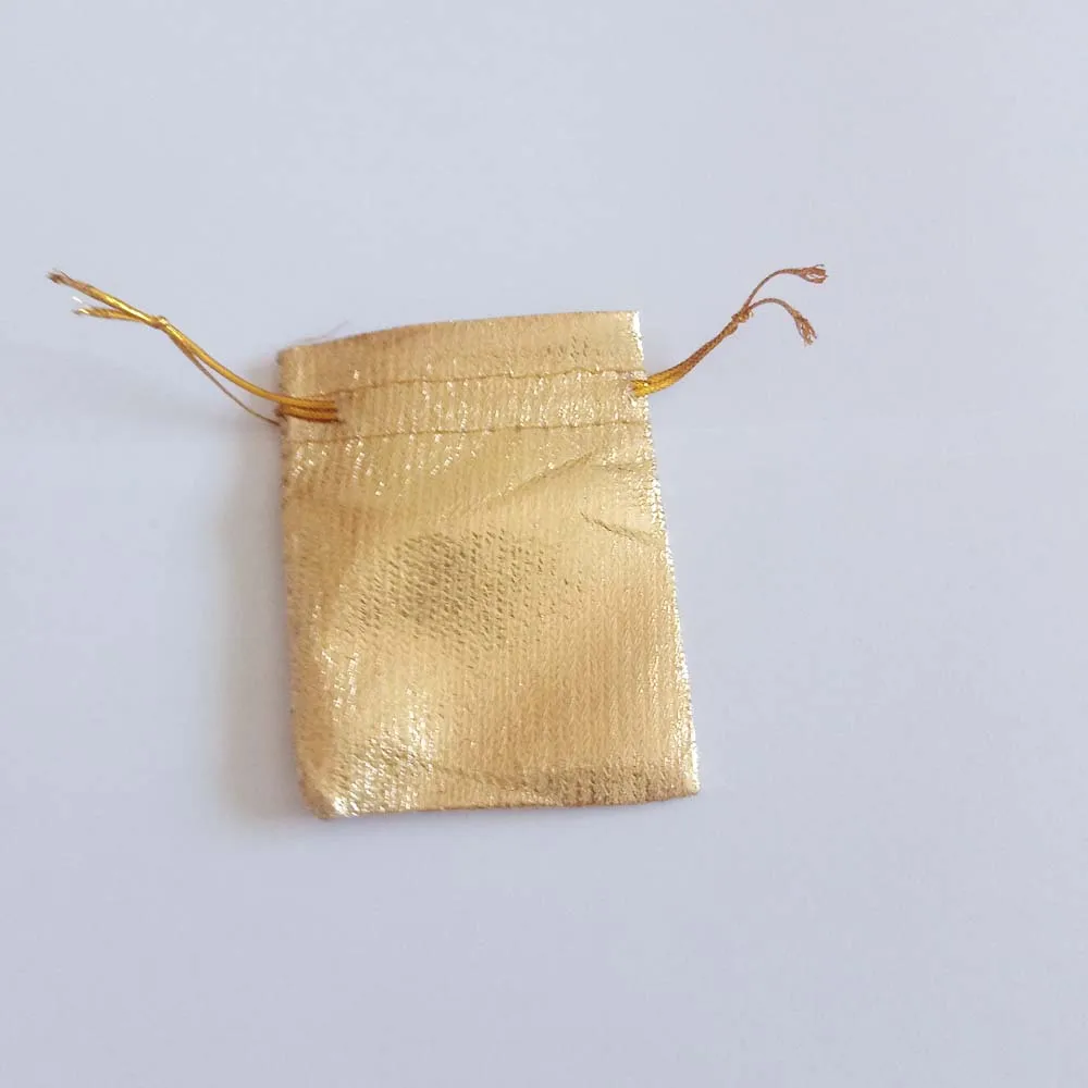 50pcs Gold Cloth Foil Organza Bag Drawstring Bag Jewelry Bags Fabric Pouch Gift Bags Wedding/Party/Christmas Packaging Display