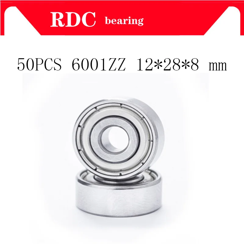 

50PCS 6001ZZ Bearing ABEC-5 12x28x8 mm High quality Deep Groove 6001 ZZ Ball Bearings 6001Z 80101 Z 6001z Bearing 12*28*8 mm