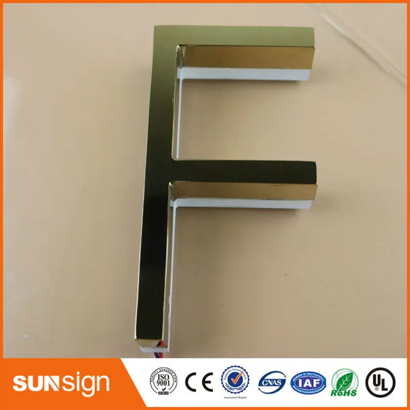 manufacturing waterproof rose gold backlit led letter sign