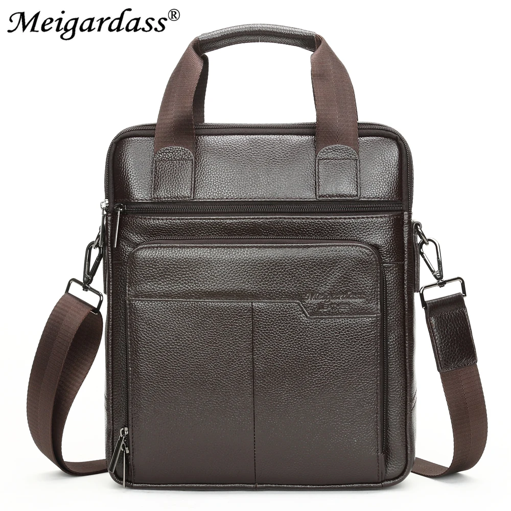 MEIGARDASS Echtem Leder Business Aktentasche Männer Büro Handtaschen Laptop Computer Tasche Männlichen Messenger Schulter Umhängetaschen