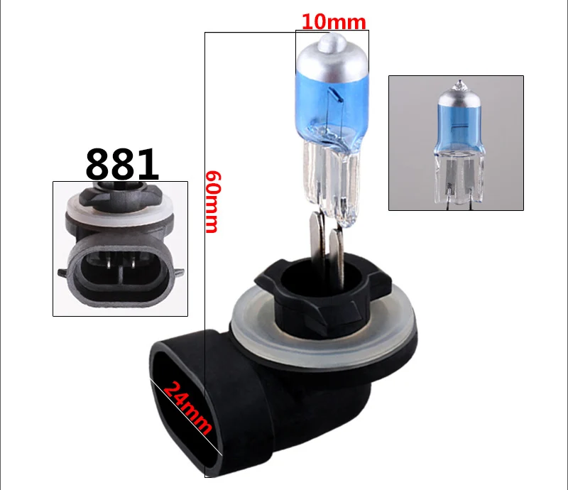 10pcs 881 894 Super Bright White Fog Halogen Bulb Hight Power 27W Car Head Light Lamp External headlight H27 promotion