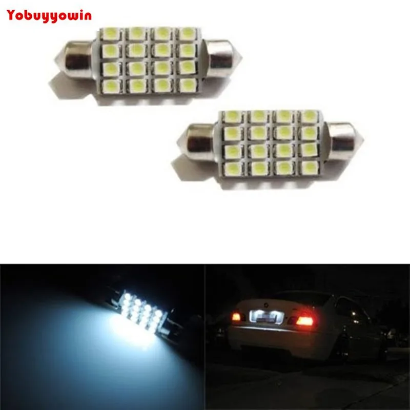 

10Pcs 16-SMD 1.60" 39mm 6418 C5W LED License Plate Light Bulbs, White For Car License Plate Light Reading Doom Lamp