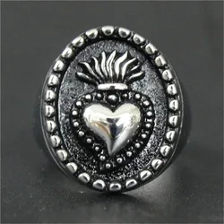 Support Drop Ship Newest Design Heart Ring 100% 316L Stainless Steel Punk Love Heart Crown Ring