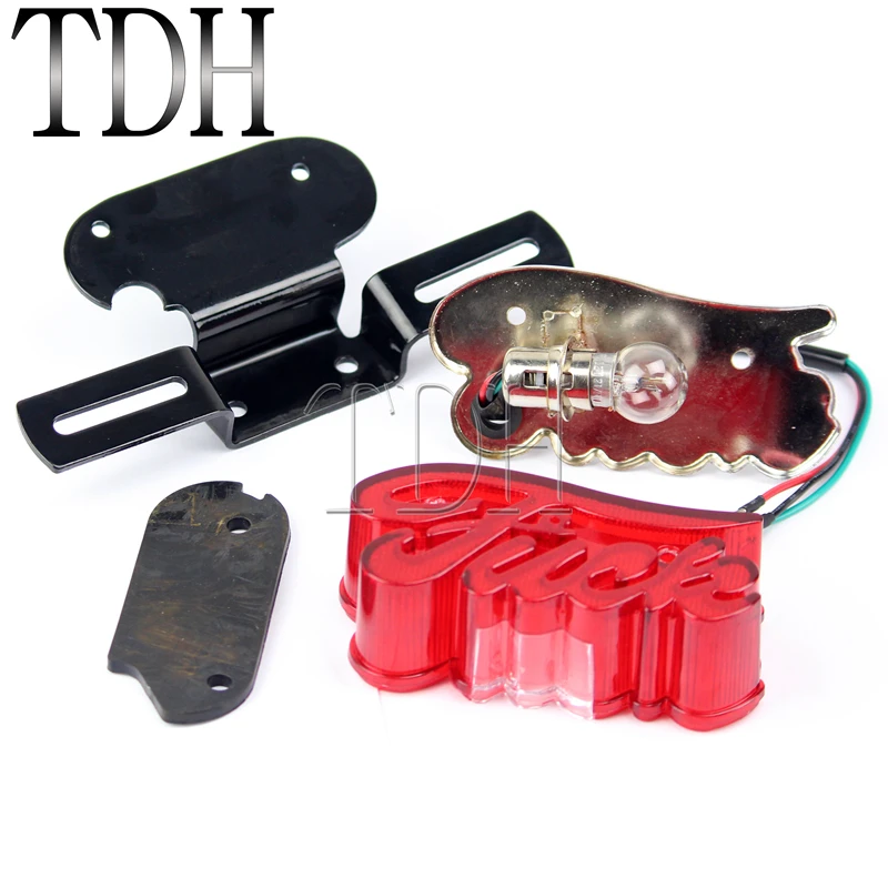 Universal Motorcycle Retro Red Taillight Brake Stop Light License Plate Lamp Rear Light For Harley Softail Custom Chopper Bobber view 4