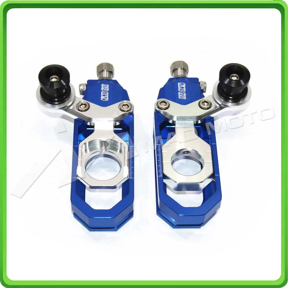 Motorcycle Chain Tensioner Adjuster with bobbins kit for Yamaha R6 YZF-R6 2006 2007 2008 2009 2010 2011 2012 Blue&Silver