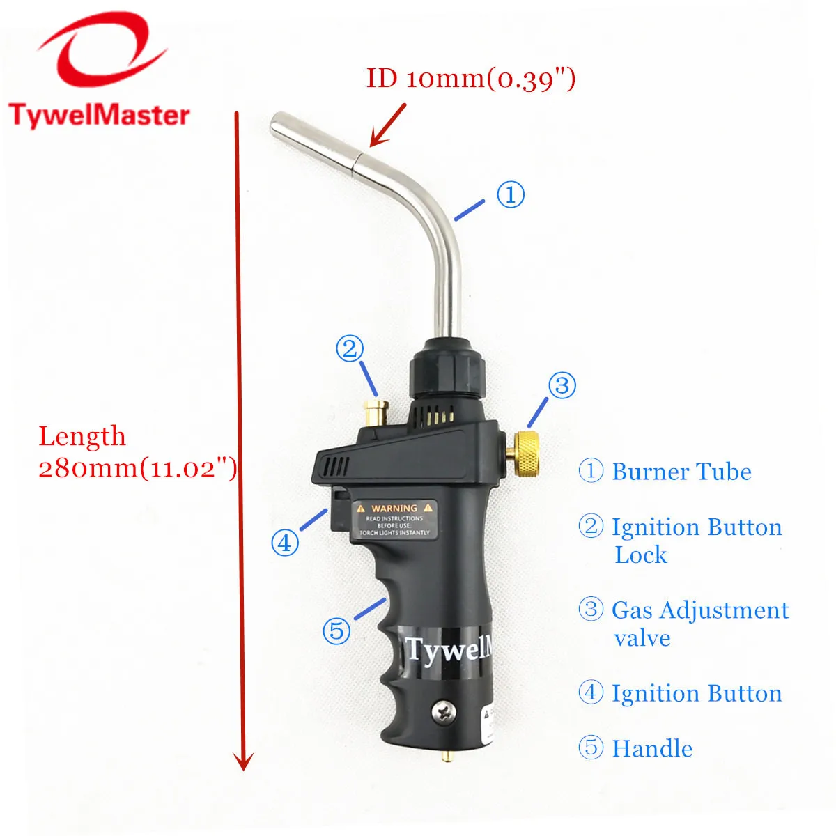 Mapp Torch Ignition Flame Brazing Gun CGA600 Burner Blowtorch Welding Quenching HVAC Plumbing Propane Gas Welding Torch