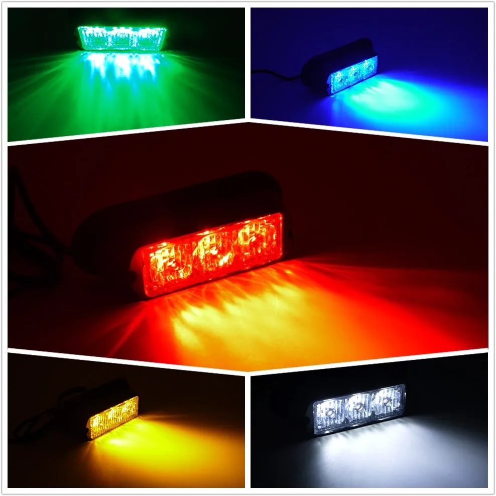 Eonstime High Quality High Power 12V/24V 3 LED 3W Waterproof Car Truck Emergency Strobe Flash Warning Light Amber Red Blue White