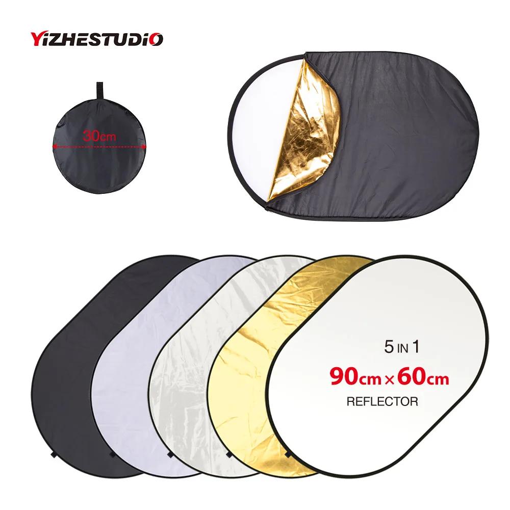 Yizhestudio 5 in 1 Reflector 24''x35'' Fotografia Disffuer Gold Silver White Black Translucent portable light reflector