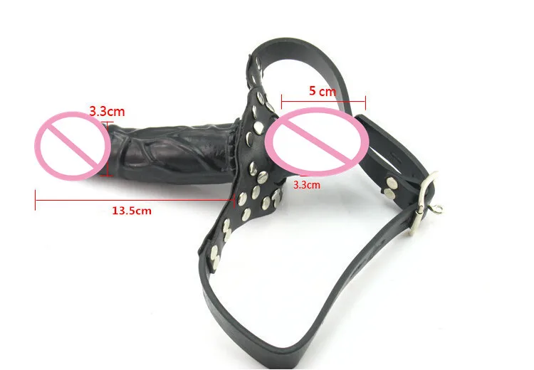 Double dildo strapon Open mouth gag ball leather harness erotic sex toys for couples fetish les sex bondage products Adult games