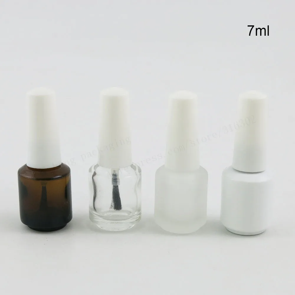 Frasco de esmalte de unha de vidro vazio, frasco pequeno amb de vidro para esmalte de unha com tampa de escova, 50x7ml