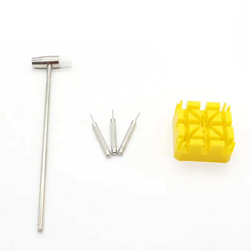 Kit d'outils de réparation durables, 11 pièces, Kit de dissolvant de maillons, marteau, support de bracelet de montre, broches supplémentaires, accessoires de montre pratiques