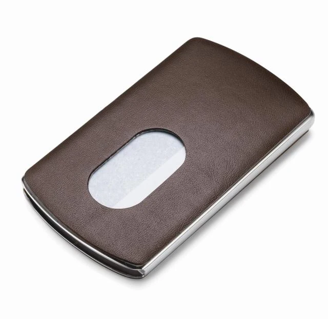 Tarjetero de cuero genuino para hombre, organizador de tarjetas de crédito, estuche para tarjetas e identificación, billetera de mano