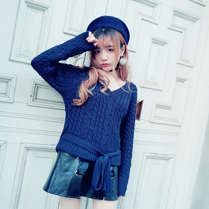 

Princess sweet lolita sweater Based Bobon21 wind V collar sweater Girl students need T1547