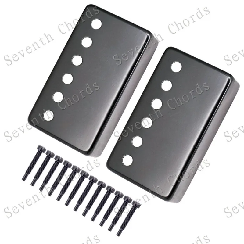 Ein Set mit 2 Stück Messing-Humbucker-Abdeckungen mit 6 Löchern und 6 Saiten für E-Gitarren-Zubehör, in drei Farben. – Detail 3