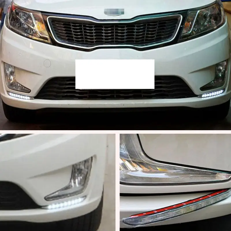 2Pcs/Pair LED Daytime Running Light DRL for KIA K2 2012 2013 2014 RIO DRL With Dimmed Function & Turning Signal Lights Day Light