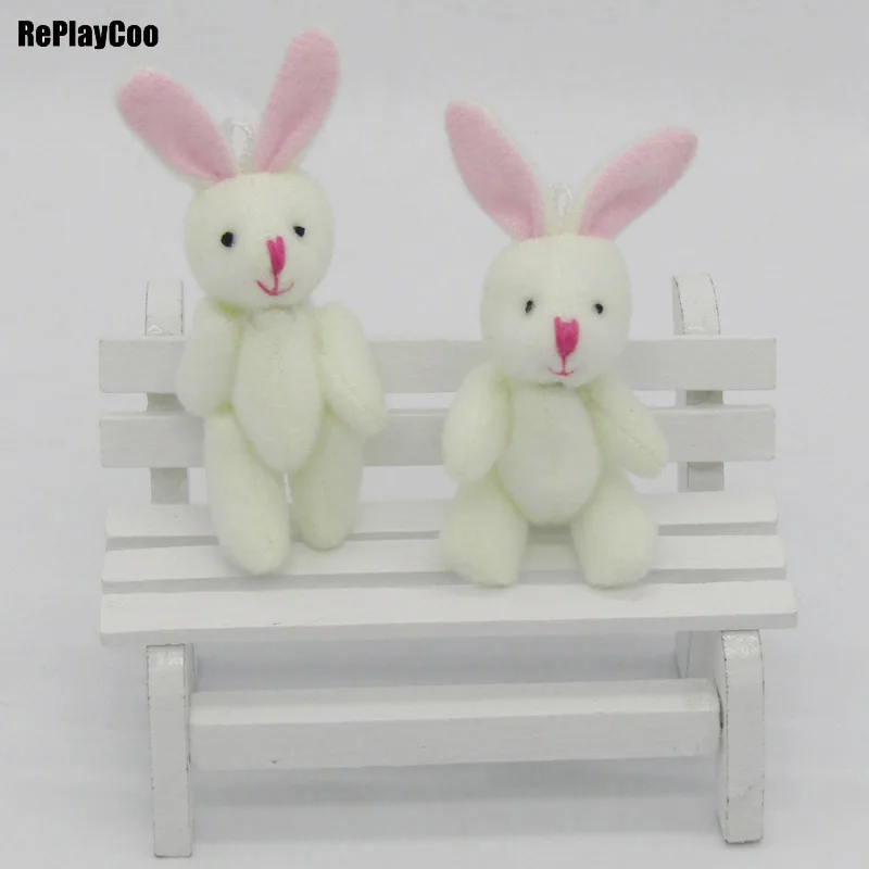 

100Pcs/Lot Mini rabbit Stuffed Plush Toys Small white rabbitr with pink ear Stuffed Toys pelucia Pendant Kids Gift 01802