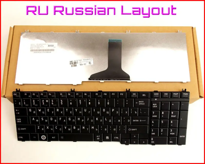 

Клавиатура Новая русская версия для ноутбука Toshiba Satellite AEBL6U00120-US 9j. N9082.001 NSK-TA001 PK130190300 V000210270, Черная