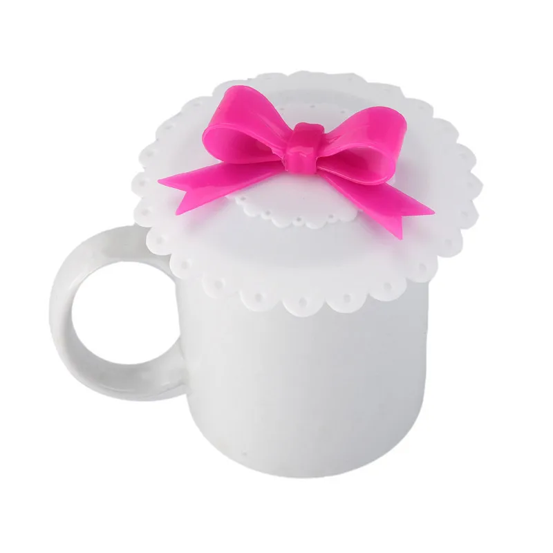 Cute Reusable Cup Lid with Bowknot Silicone Anti-dust Bowl Cover Thermal Insulation Cup Seals Glass Mugs Cover Drinkware Parts