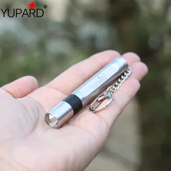 YUPARD Q5 LED 3Modes Stainless Shell mini outdoor camping fishing Torch Light Flashlight torch Rechargeable 10440 AAA battery