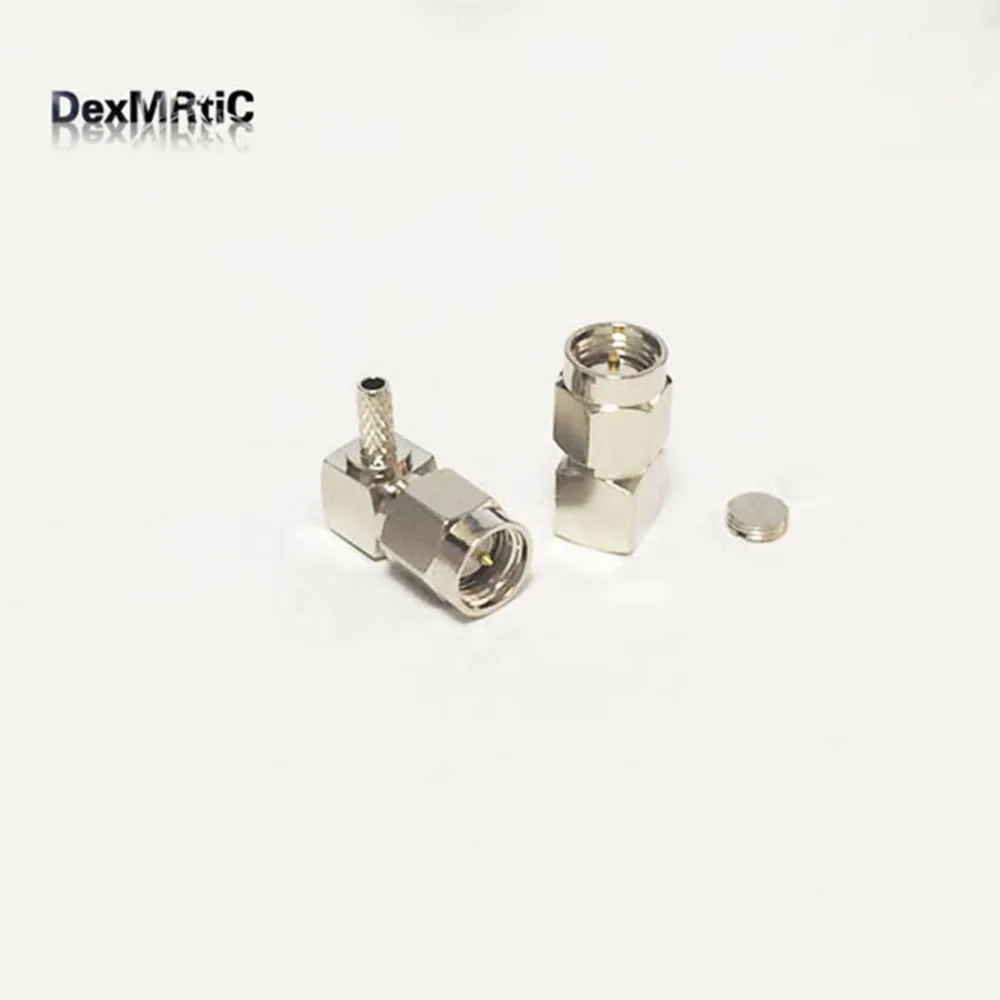 1pc  New  SMA  Male Plug  Connector Crimp  With For  RG316,RG174,LMR100  Right Angle  Nickelplated  Wholesale