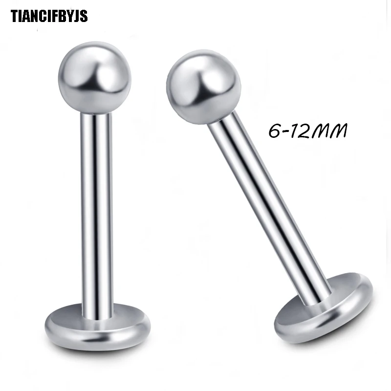 TIANCIFBYJS Stainless Steel Wholesale Labret Ring Mix 6-12mm 100pcs Labret Rings Lip Bar Barbell With Ball Body Jewelry Piercing