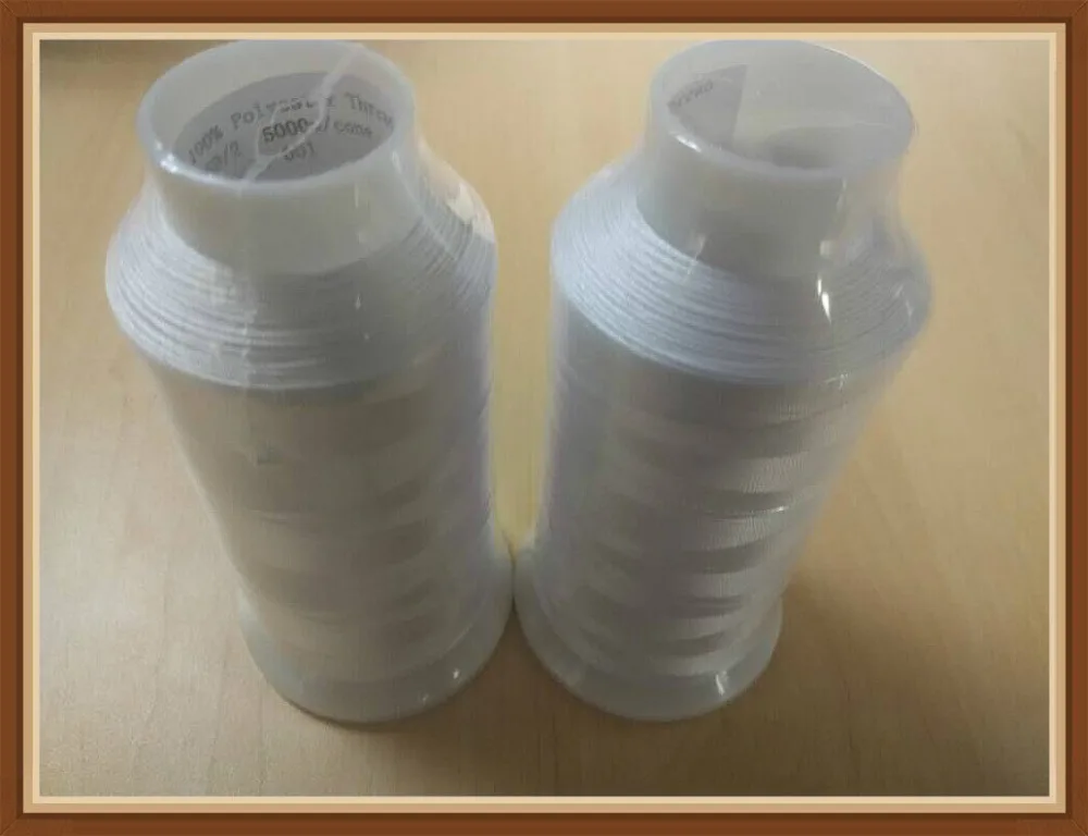 Polyester Machine Bobbin Fill Thread Pre-Wound Machine  Embroidery Thread 5000m 2 Spools White Black High Tenacity Super Sheen