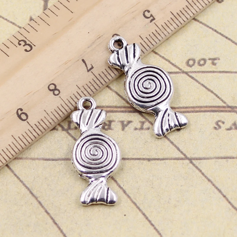 10pcs Charms Candy Sweet 27x12mm Tibetan Bronze Silver Color Pendants Antique Jewelry Making DIY Handmade Craft