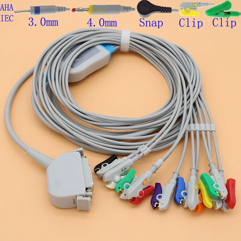 

DB15 pins ECG EKG 10 leads cable and electrode leadwire for ECG Siemens,Von berg (Hormana) monitor,Resistance 4.7K OHM.