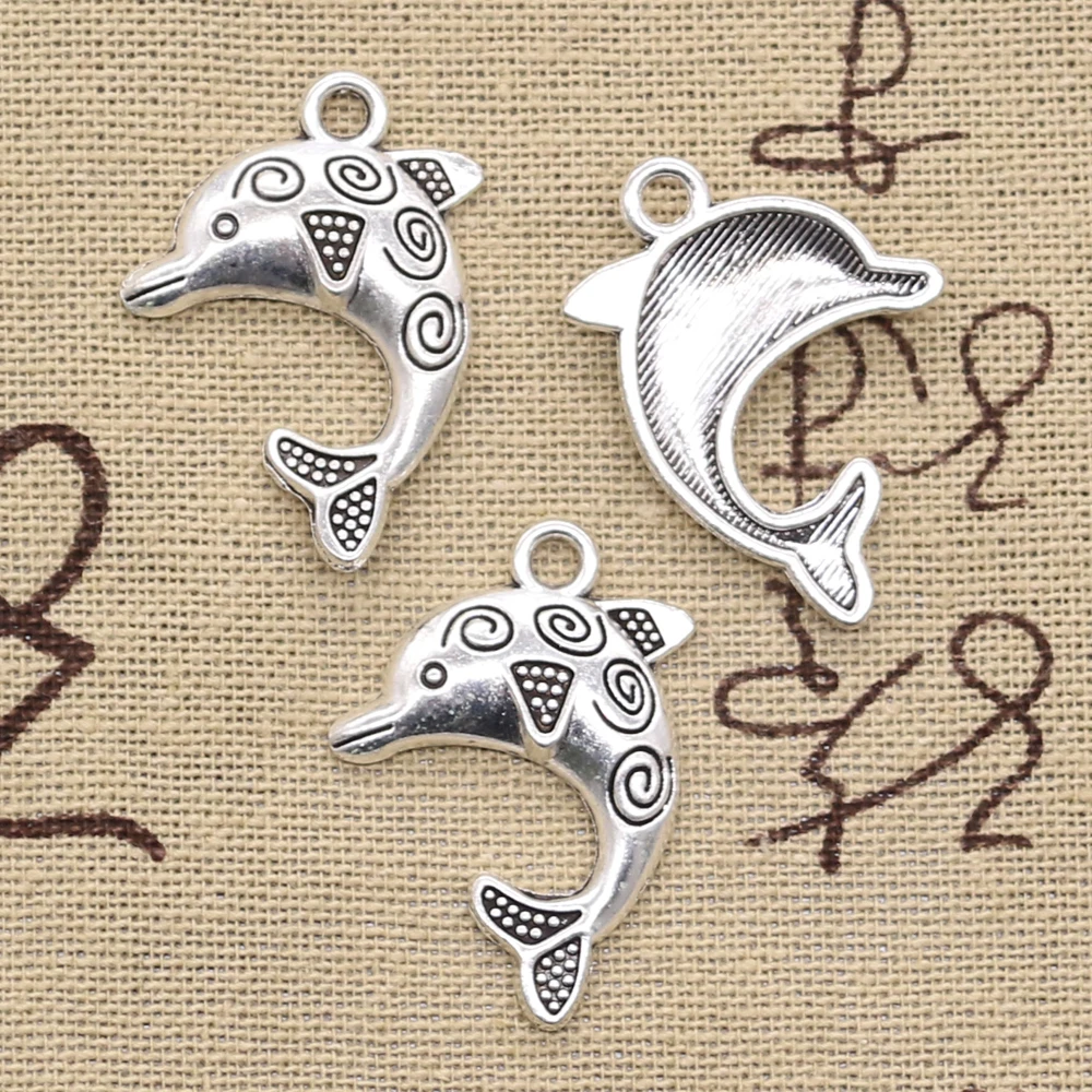 10pcs Charms Dolphin 24x30mm Antique Pendant Fit Vintage Tibetan Silver Color DIY Handmade Jewelry