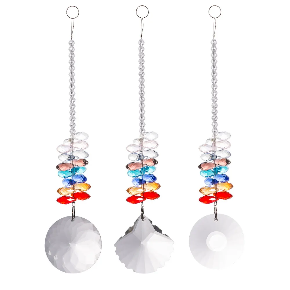 Scallop Colorful Concave Lamp Rainbow Prisms Loquat Shape Chandelier Glass Crystals Christmas Tree Pendants Suncatcher For Home