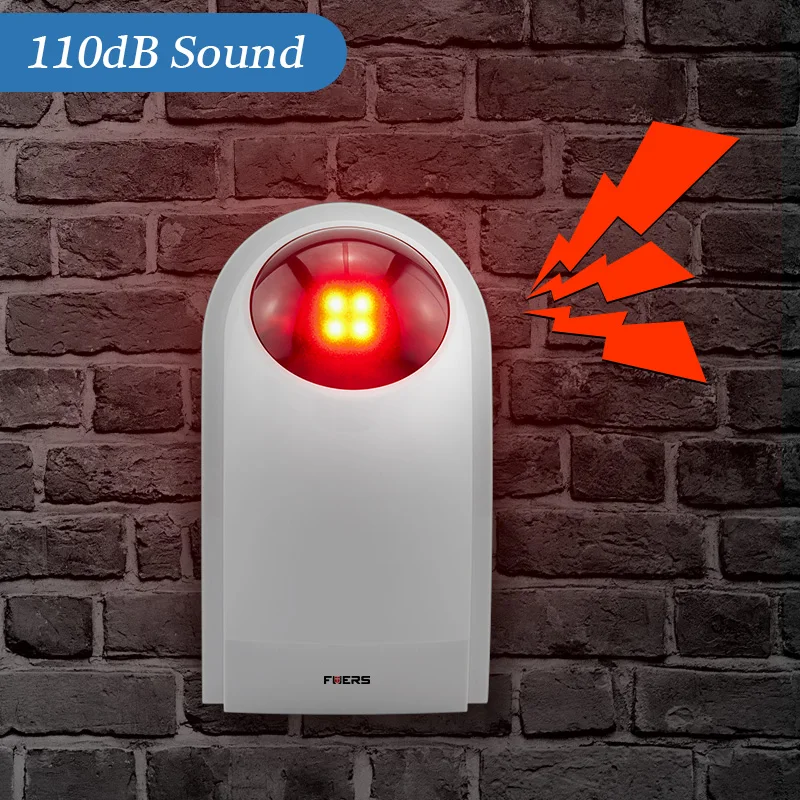 Fuers J008 Flash Siren Smart Home Alarm Outdoor Siren Sound Strobe Flash Alarm Siren For Home Security Alarm System