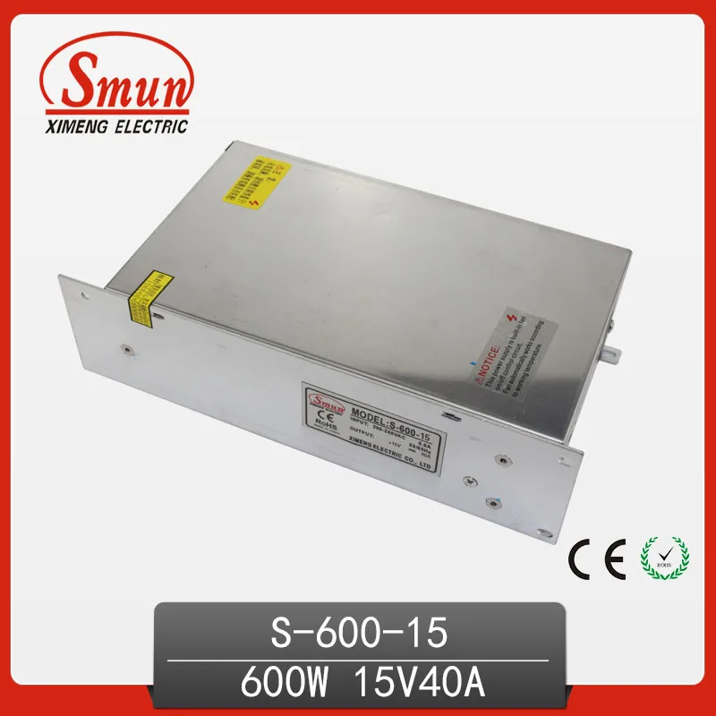 Single Output 600W 15V 40A Switched Mode Power Supply With CE RoHS Approved